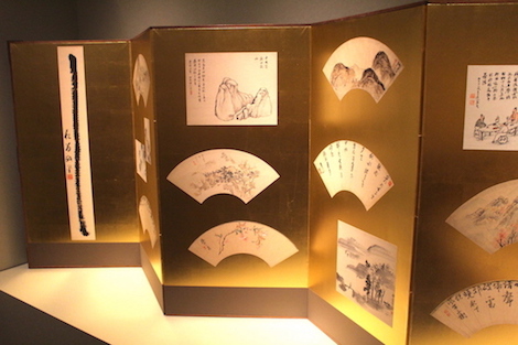 江戸時代の書画を貼り付けた金屏風。 